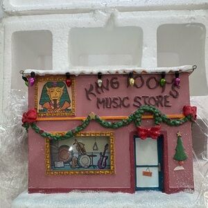 Nib Vintage Hawthorne Village Simpsons Christmas Village King Toot’s Music store